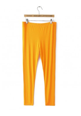 Orange Pure Color Decorated Pants