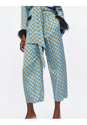 Blue Spot Pattern Decorated Trousers