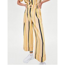 Yellow Stripe Pattern Decorated Pants