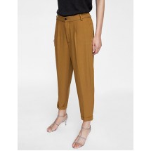 Khaki Pure Color Decorated Pants