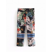 Multi-color Flower Pattern Decorated Trousers