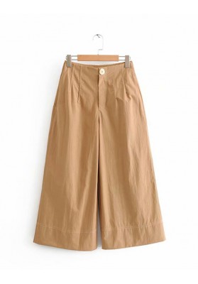 Trendy Khaki Pure Color Decorated Loose Pants