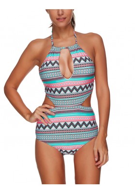 Multi-color Geometric Pattern Decorated Swimwear