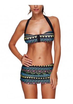 Charming Multi-color Off-the-shoulder Design High Waist Bikini