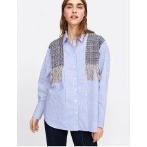 Blue Stripes Stripe Pattern Decorated Shirt