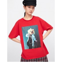 Red Miss Pig Print T-shirt