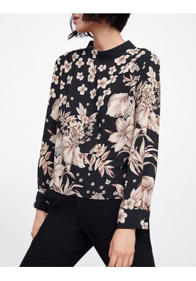 Black Print Flower Print Top