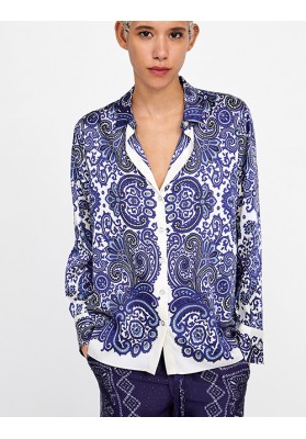 Blue And White Porcelain Blue And White Porcelain Printed Shirt