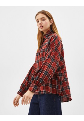 Red Loose Plaid Shirt