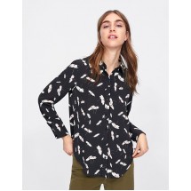 Black Flower Print Shirt