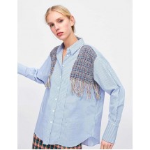 Stitching Tassel Striped Tassel Shirt