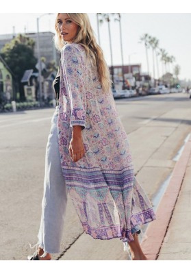 Purple Lilac Flower Kimono